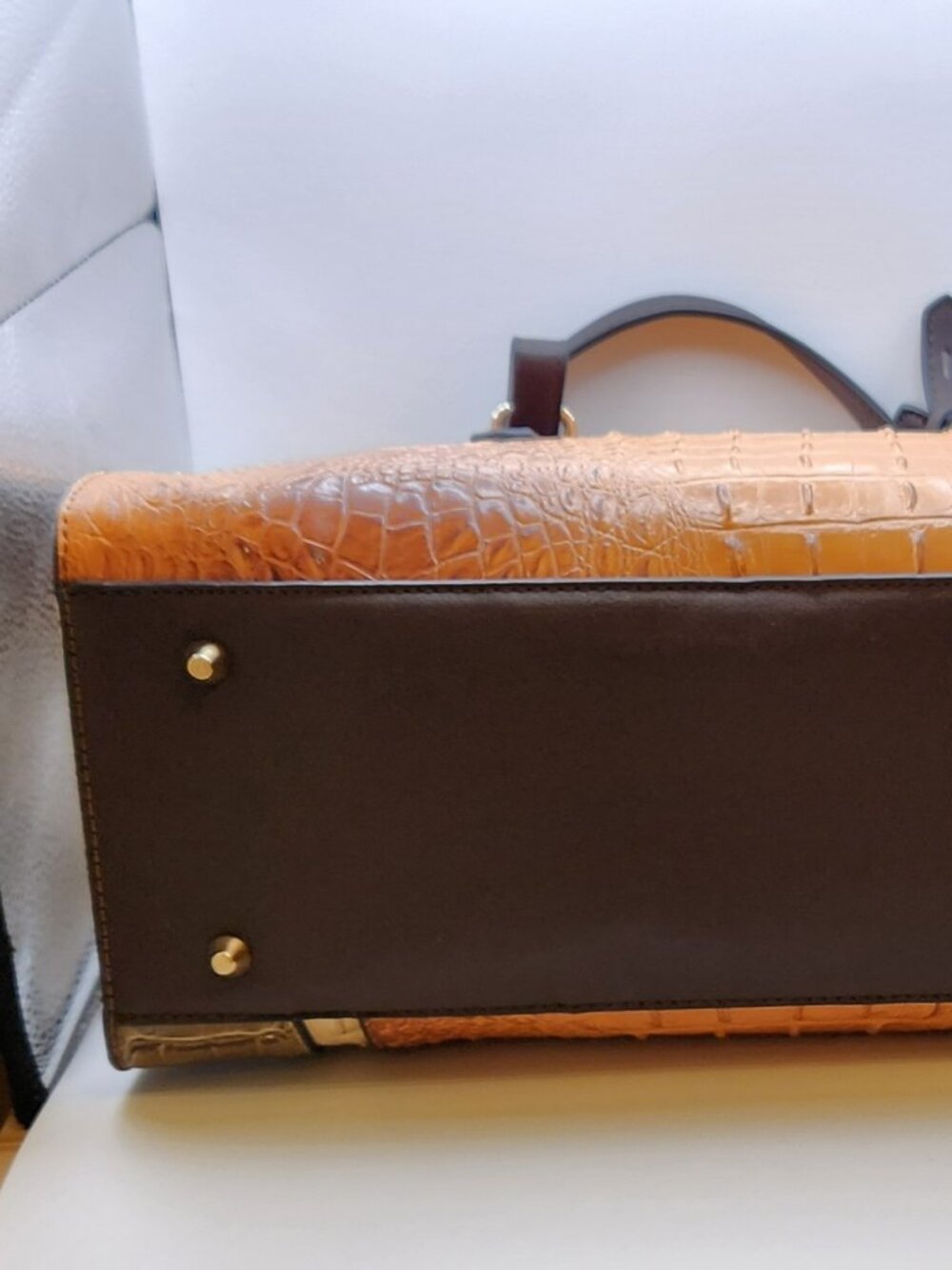 Diophy shoulder bag Vegan Leather warm brown olive green NWT - Picture 3 of 6